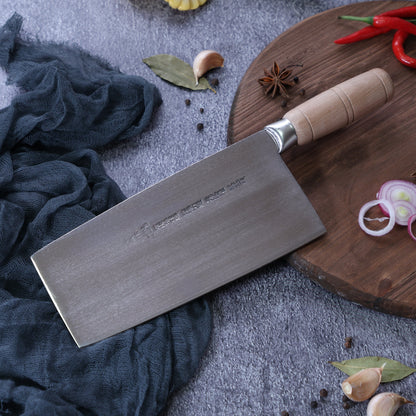 Leung Tim Stainless Dual-Purpose Cleaver (Wood Handle)