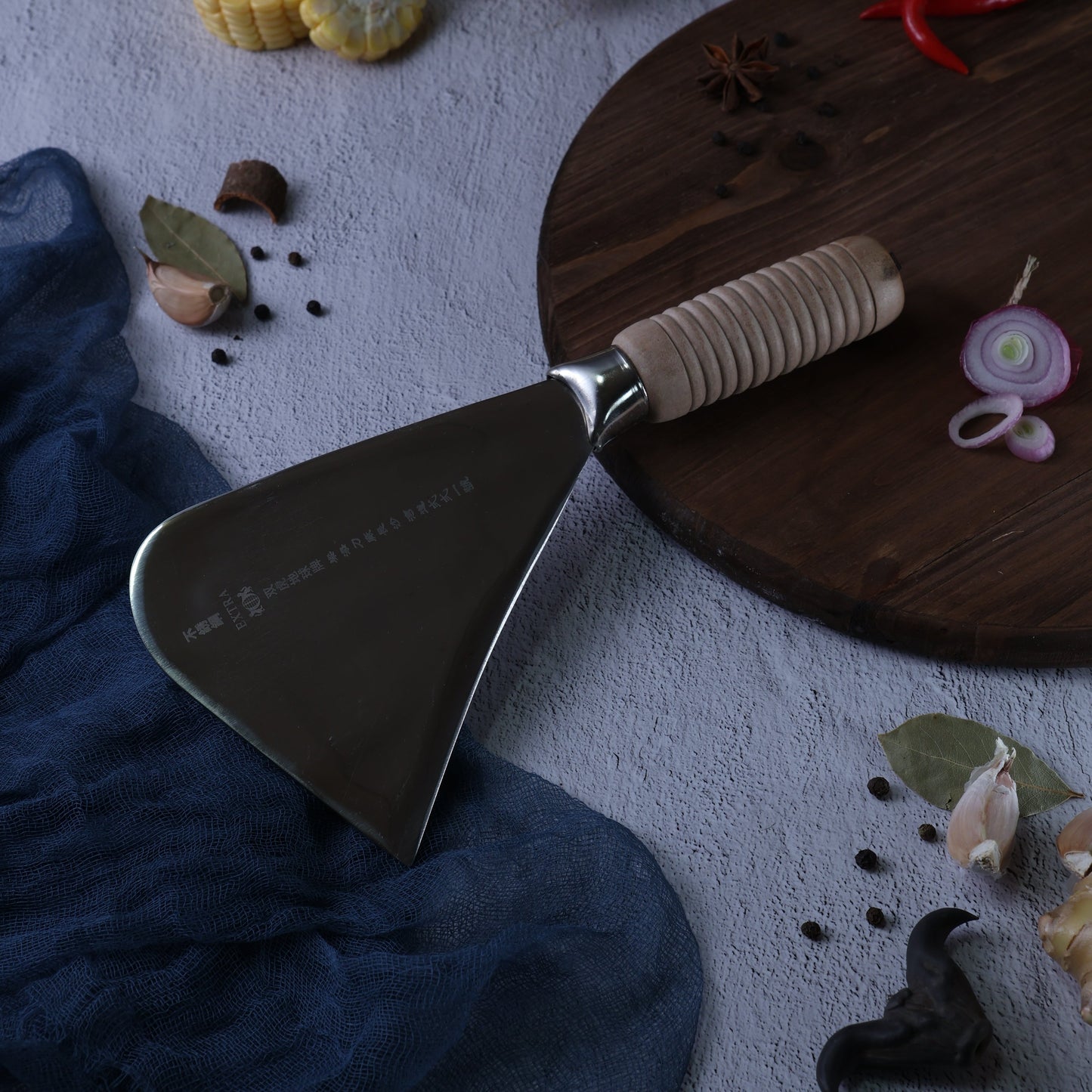 Leung Tim Stainless Durian Knife (Wood Handle)