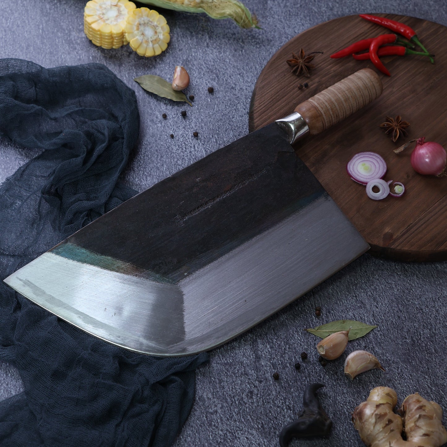 Leung Tim Carbon Butcher's Cleaver (Wood Handle)