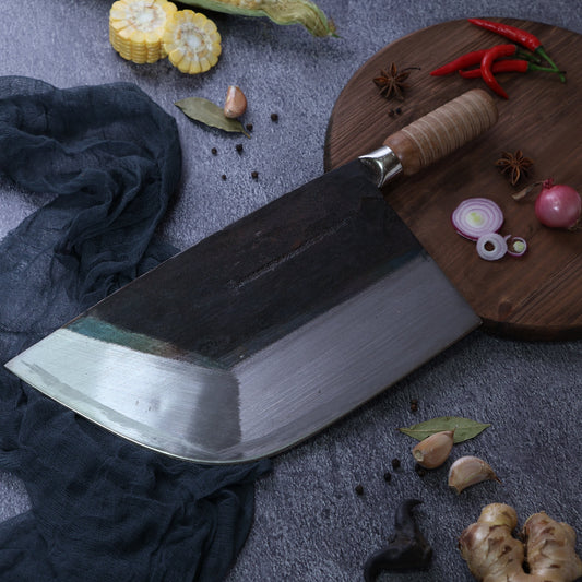 Leung Tim Carbon Butcher's Cleaver (Wood Handle)