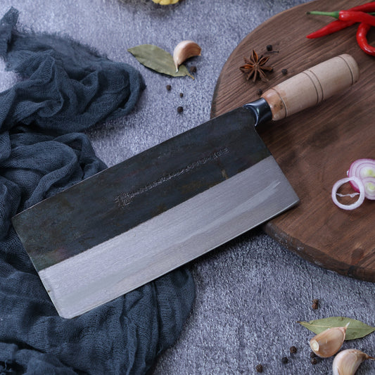 Leung Tim Carbon Mulberry Slicing Cleaver (Wood Handle)