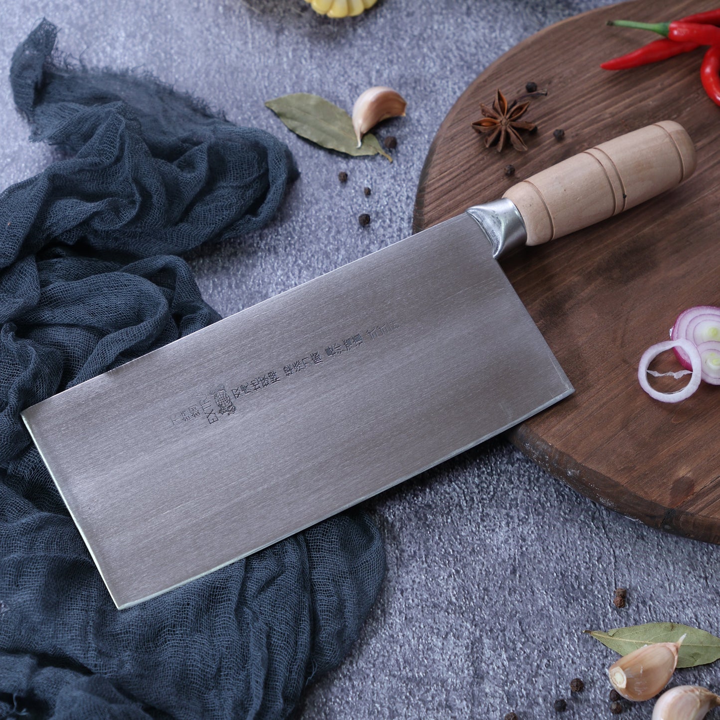 Leung Tim Stainless Slicing Cleaver (Wood Handle)