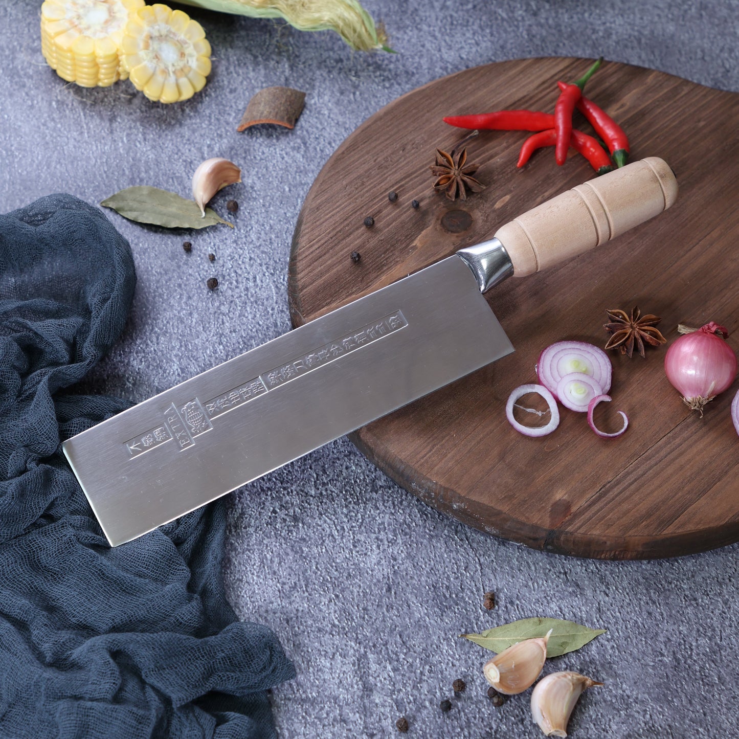 Leung Tim Stainless Peking Duck Slicing Cleaver (Wood Handle)