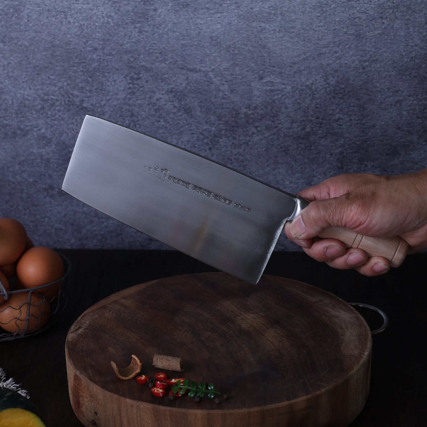 Leung Tim Stainless Dual-Purpose Cleaver (Wood Handle)