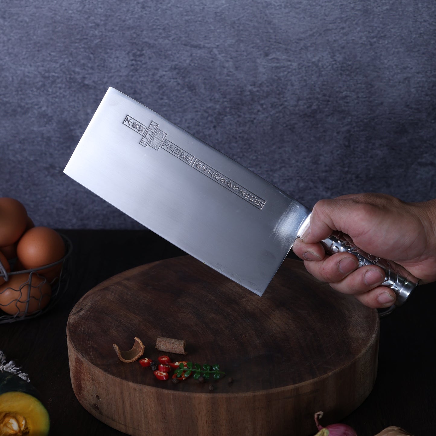 Leung Tim Stainless Slicing Cleaver (Steel Handle)