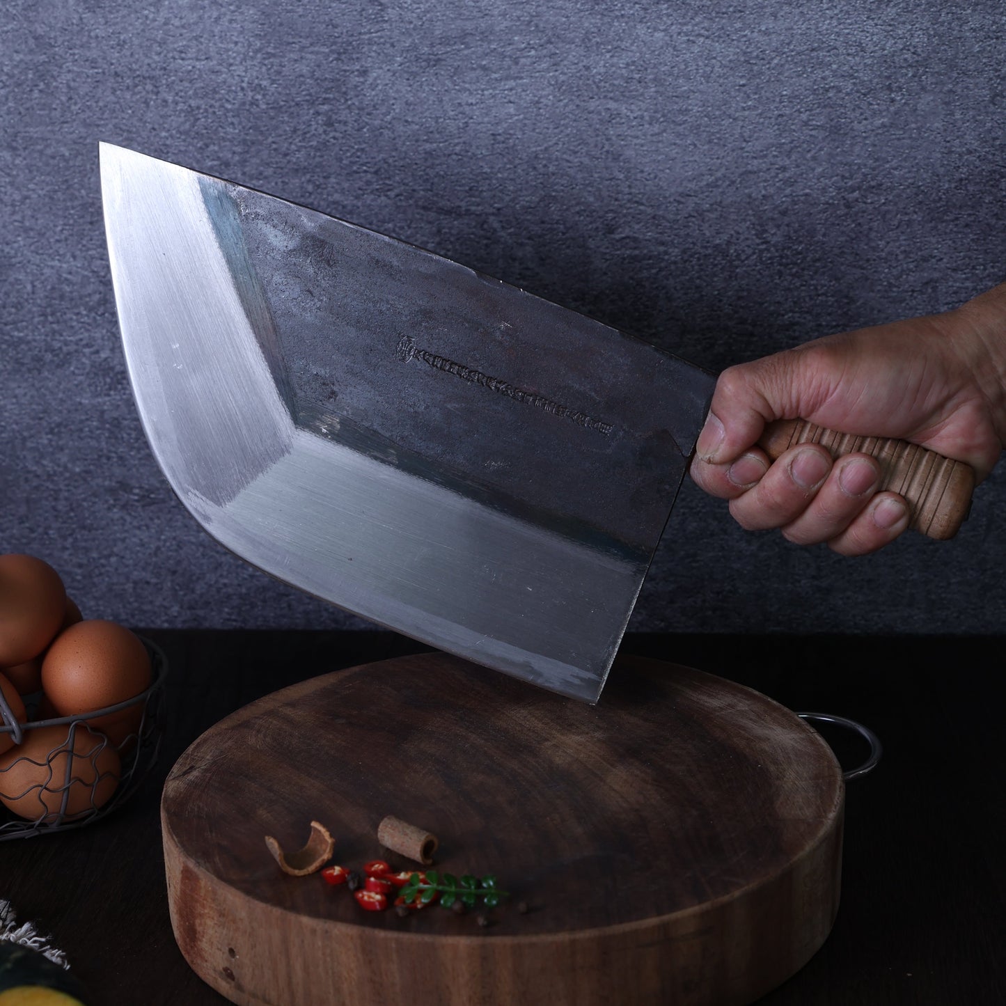 Leung Tim Carbon Butcher's Cleaver (Wood Handle)