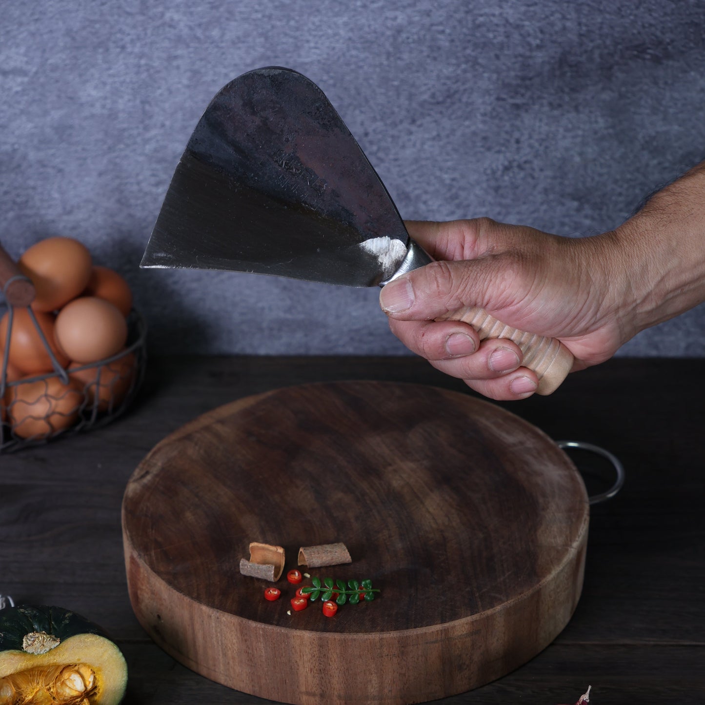 Leung Tim Carbon Durian Knife (Wood Handle)