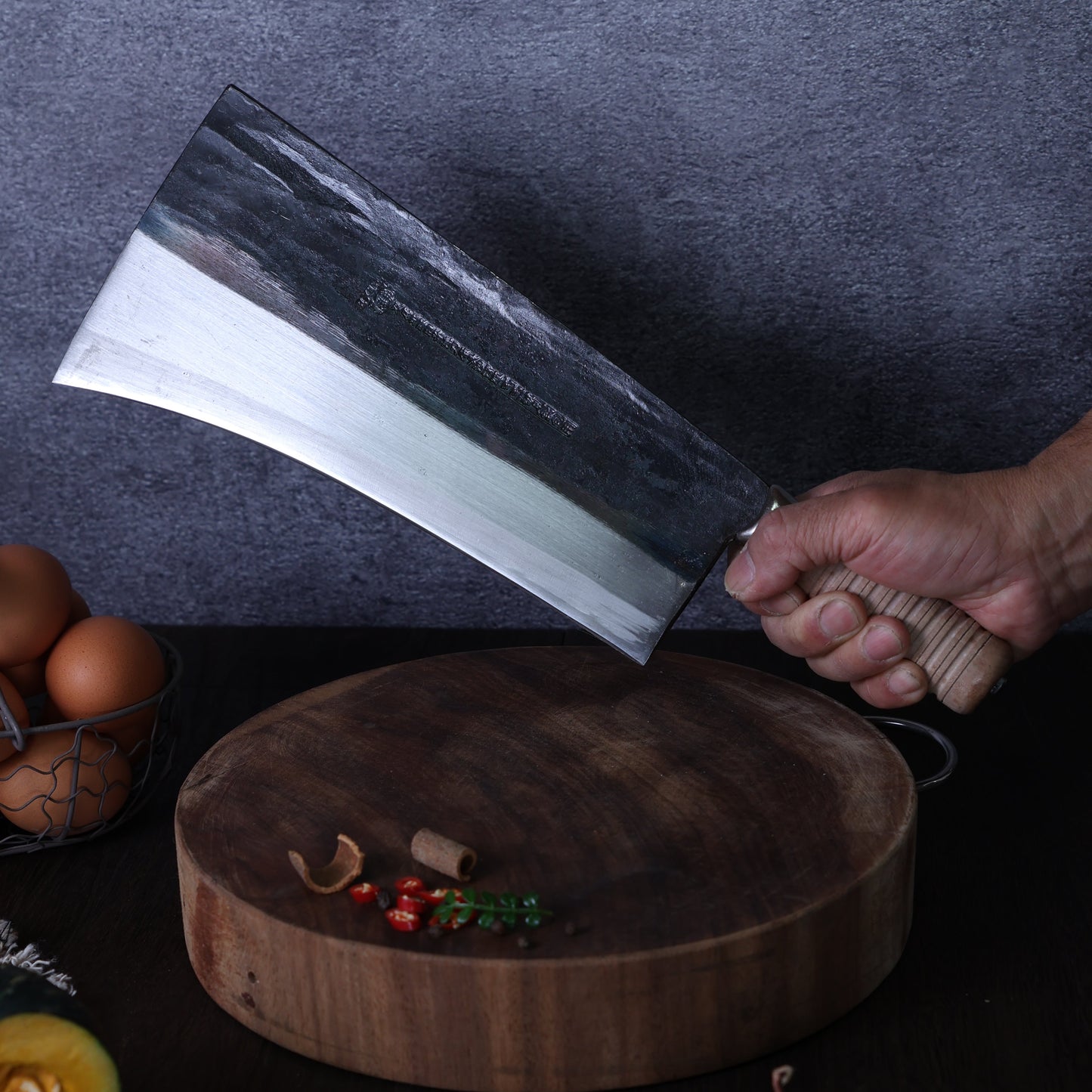 Leung Tim Carbon Ox Bone Cleaver (Wood Handle)