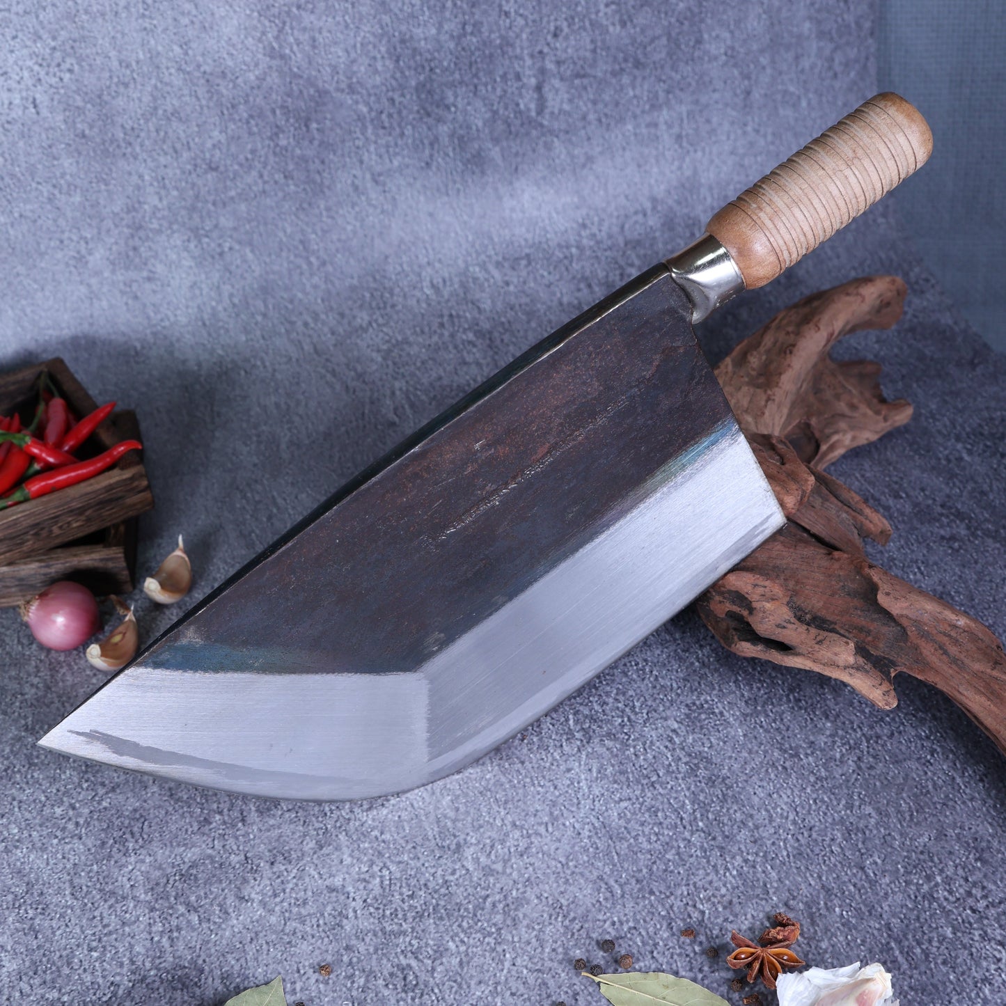 Leung Tim Carbon Butcher's Cleaver (Wood Handle)
