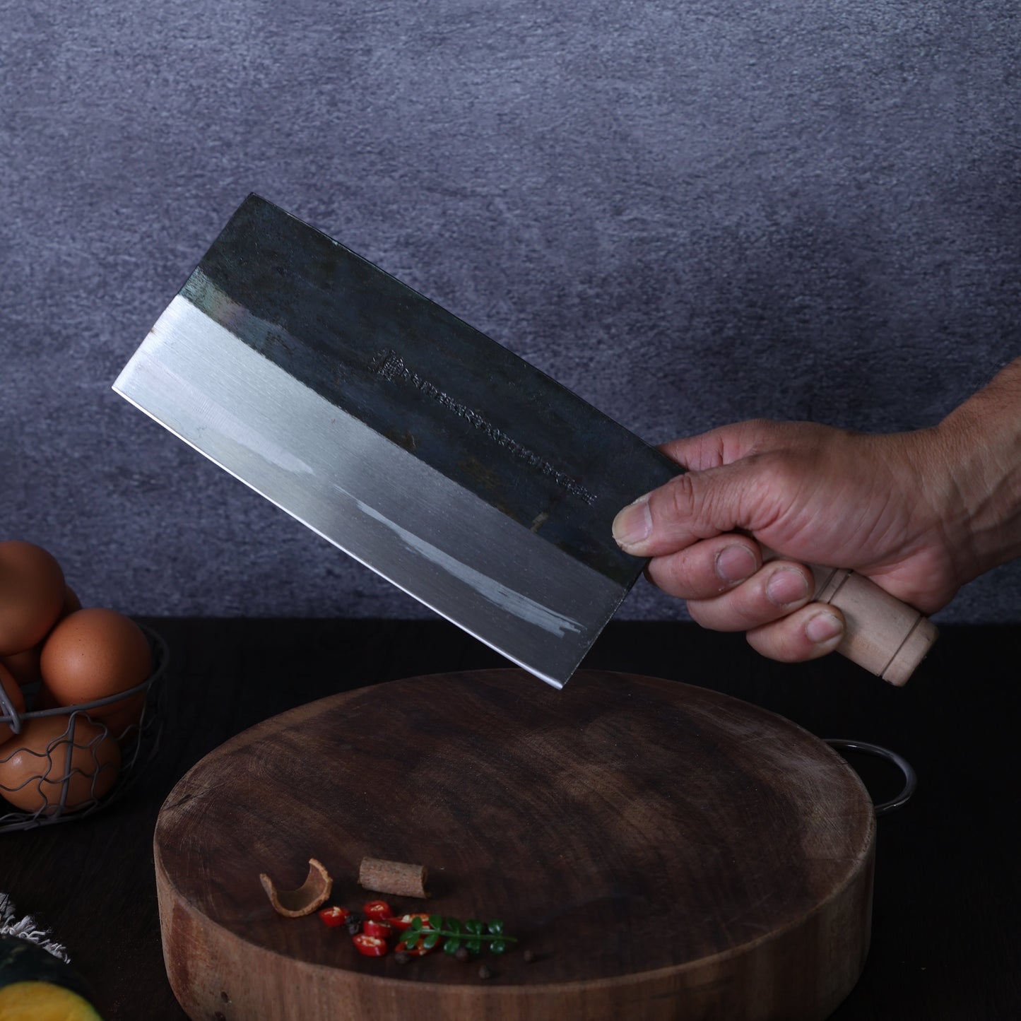 Leung Tim Carbon Dual-Purpose Cleaver (Wood Handle)