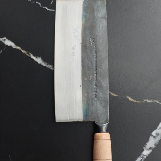 
Leung Tim Carbon Mulberry Slicing Cleaver (Wood Handle)